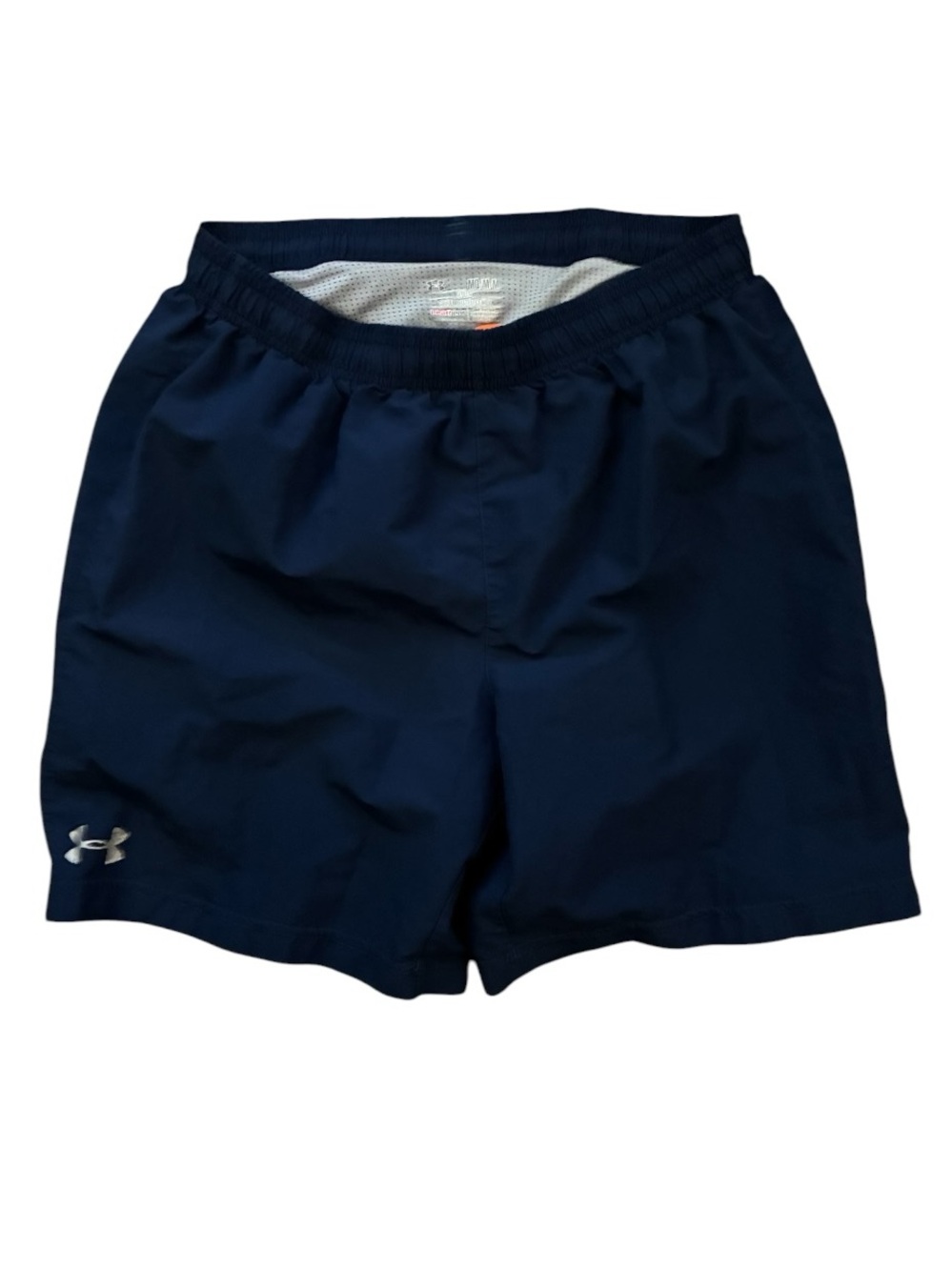Under Armour HeatGear Fitted Running Shorts Brief Mesh Lined Zip Pocket Navy M